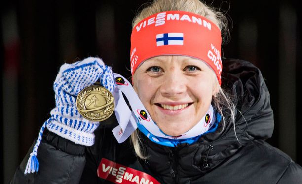 Kaisa Mäkäräinen ylsi jälleen palkintopallille MM-kisoissa. 