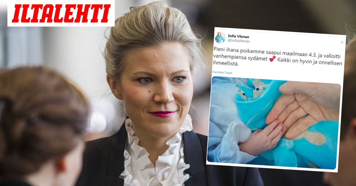 Kansanedustaja Sofia Wikman sai esikoisensa