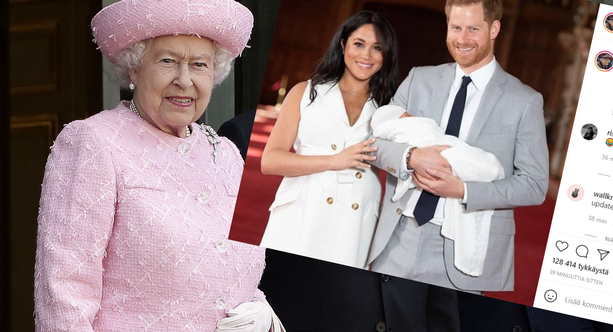 Kuningatar Elisabet onnittelee 2-vuotiasta Archieta.