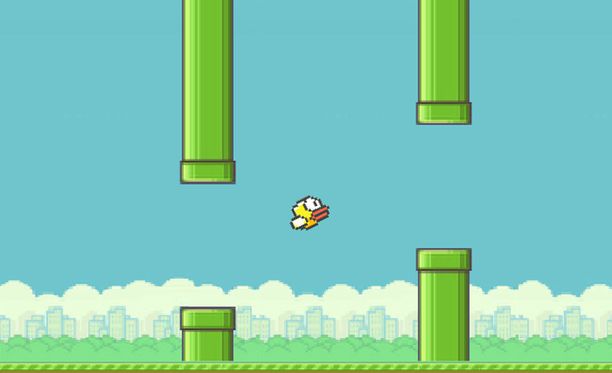 Flappy Bird perustuu yksinkertaisin näpäytyksin tehtäviin ohjausliikkeisiin.