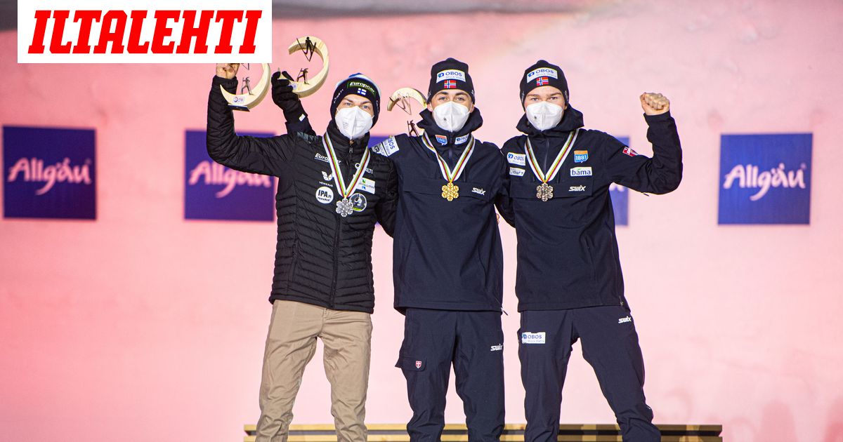 Jarl Magnus Riiber suitsuttaa Ilkka Herolaa