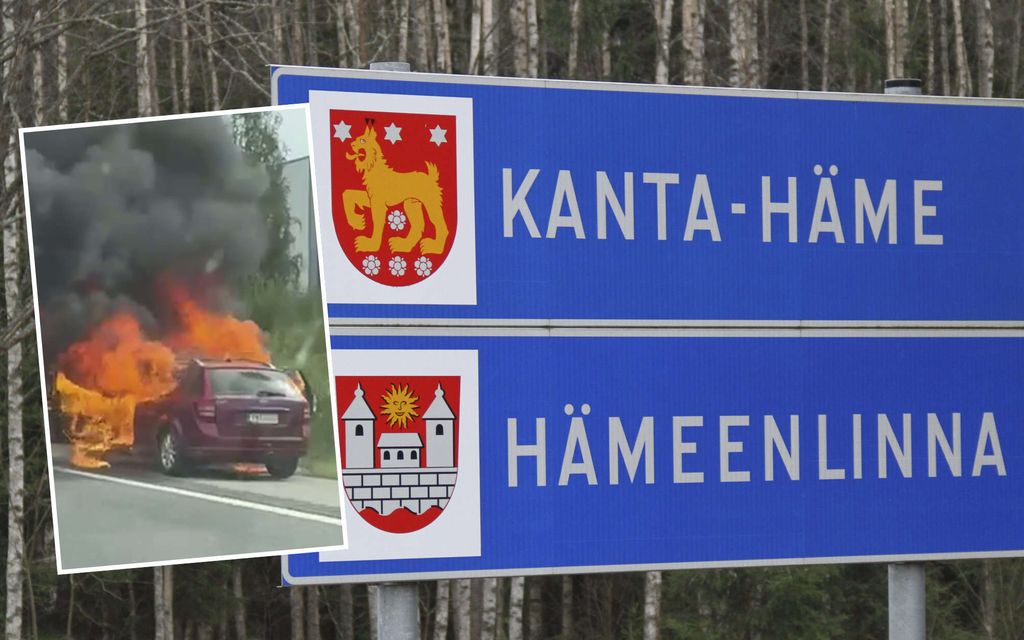 Video: Auto ilmiliekeissä moottoritiellä Hämeenlinnassa