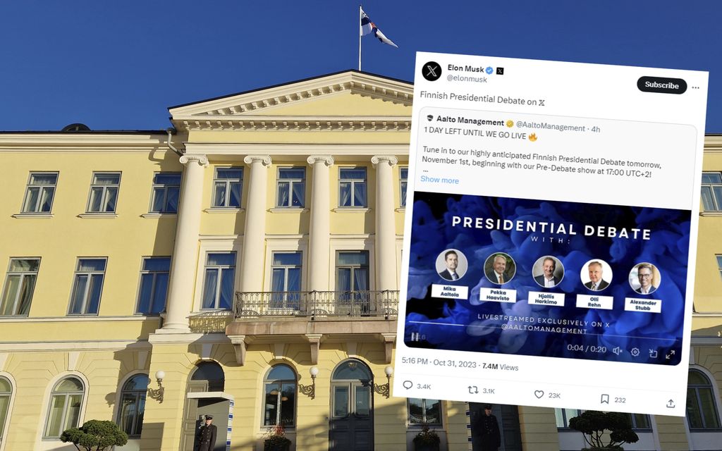 Elon Musk mainostaa Suomen presidentti­tenttiä X:ssä