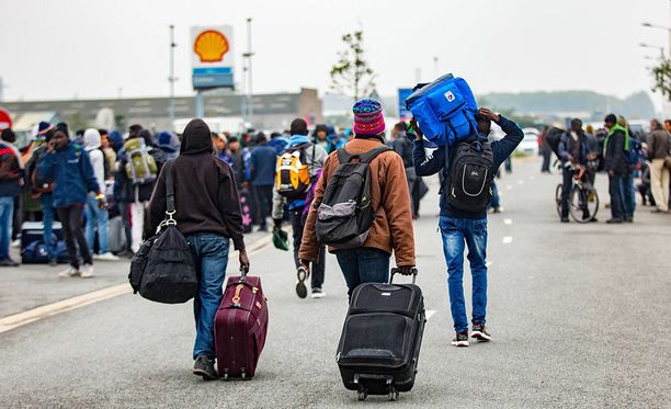 Ranskan Calais'n Viidakoksi kutsutun pakolaisleirin tyhjentämistä viime lokakuulta.