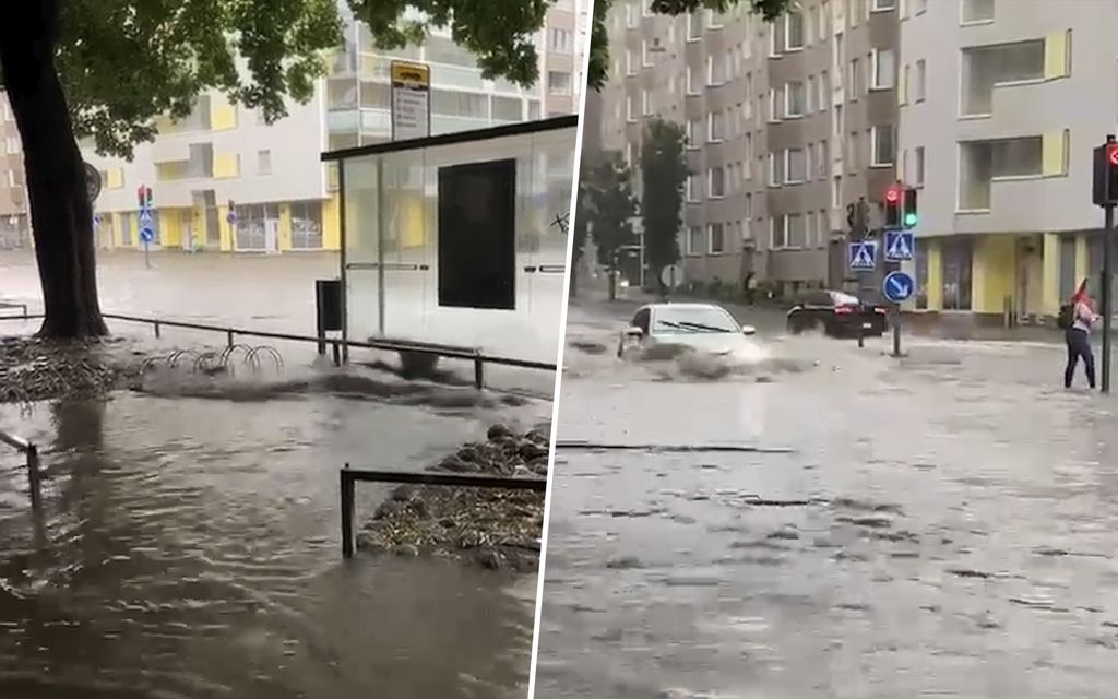 Vesi valtasi kadut Tampereella – Katso video