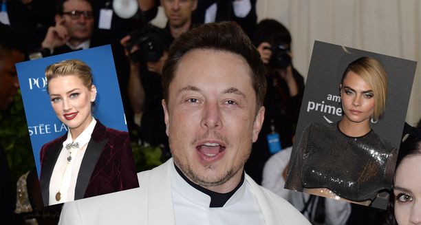 Elon Musk seurusteli Amber Heardin (vasemmalla) kanssa vuonna 2017.