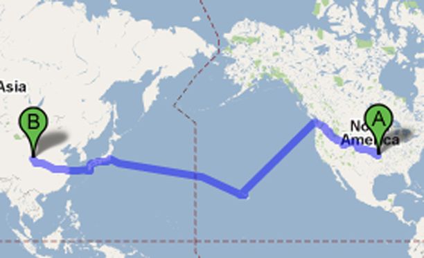 Googlen hämmentävä reittiohje: Kajakilla yli Tyynen meren