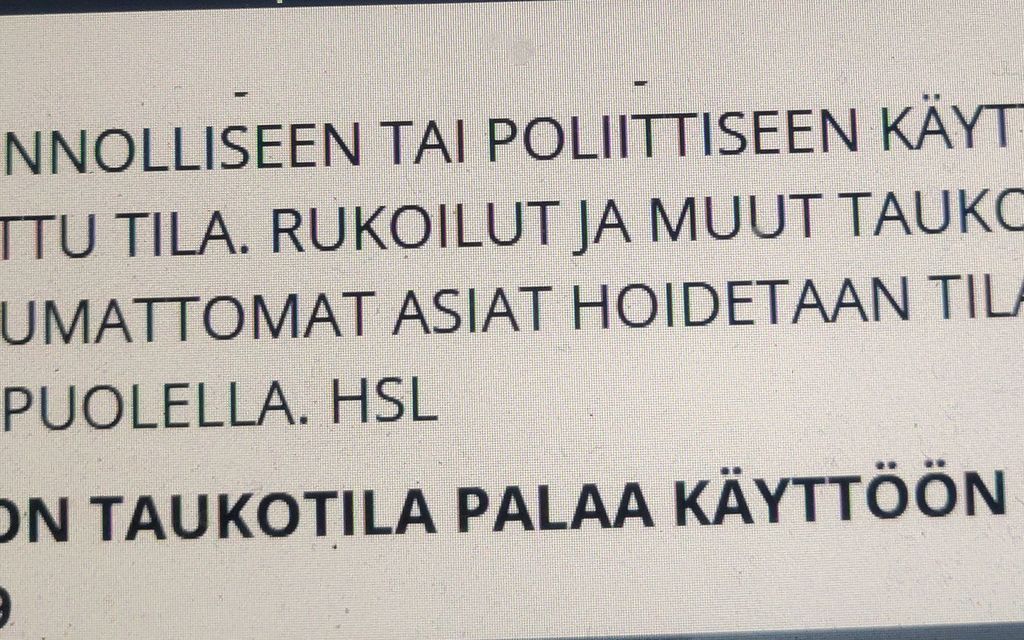 HSL kielsi rukoilun taukotilassa Espoossa – muslimi­kuljettajat ärähtivät: ”Onhan tämä syrjintää”