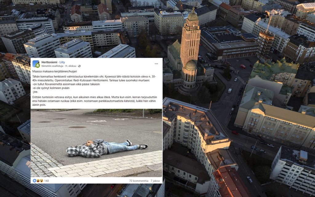 IS: Maassa makaava mies hämmentää Helsingissä