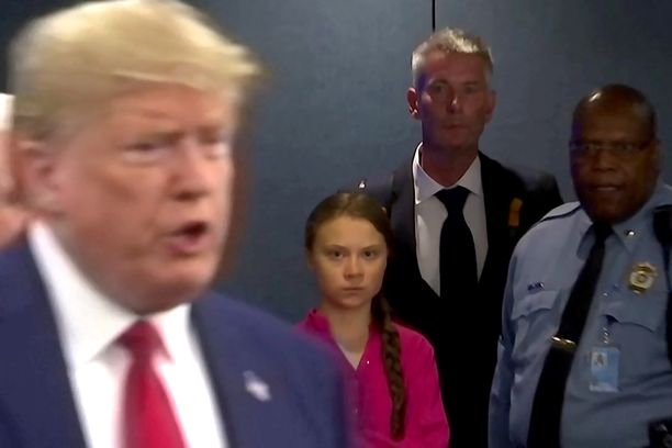 Greta Thunbergin katse kertoi kaiken, kun hän kuunteli presidentti Donald Trumpin antavan haastatteluja YK:n päämajassa.