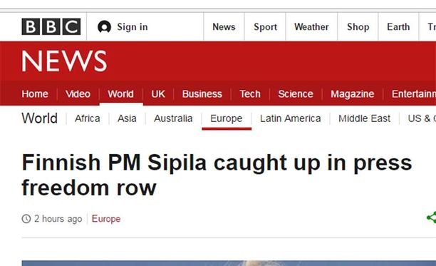 BBC muistuttaa, että Suomi on ollut lehdistön vapaudessa maailman ykkösmaa.