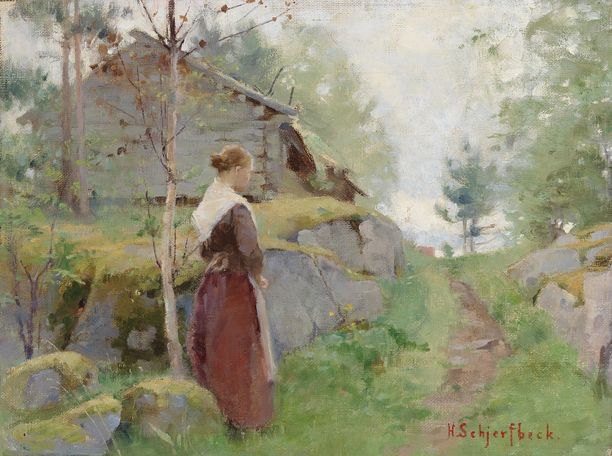 Helene Schjerfbeck: Tyttö Barösundista (1885–1890). Yksityiskokoelma.