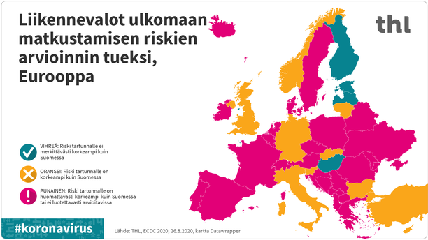 Vain muutamassa Euroopan maassa riski on yhtä pieni kuin Suomessa.