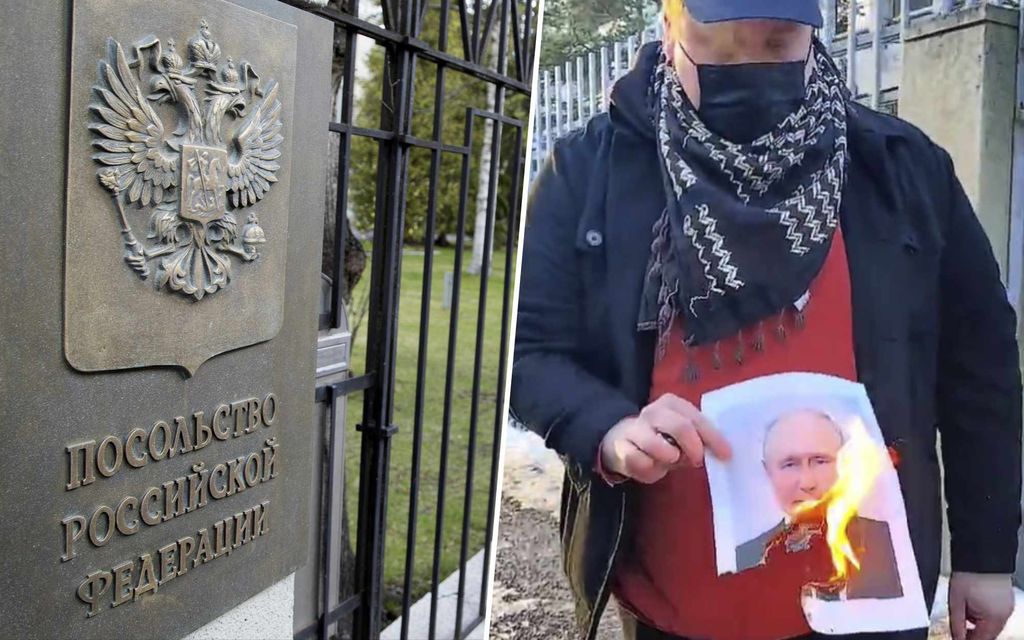 Putinin kuva poltettiin Venäjän suurlähetystön edustalla – Poliisille armotonta kuittailua