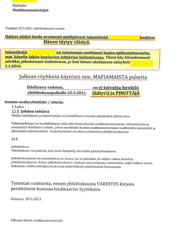 Isännöitsijätoimistossa oli oikeudessa kerrotun mukaan oma erillinen mappinsa osakkaan viesteille.