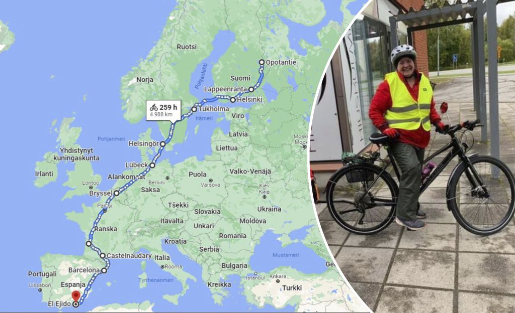 Lieksasta lähtenyt Rauni, 60, menee jo Espanjassa asti – pyöräilyä takana 69 päivää