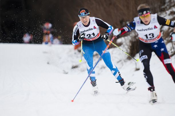Aino-Kaisa Saarinen hiihti kauden parhaan kisansa Italian Val di Fiemmessä lauantaina.