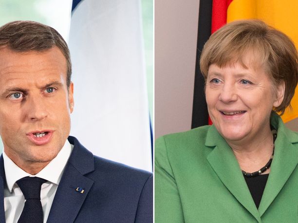 Emmanuel Macron ja Angela Merkel.