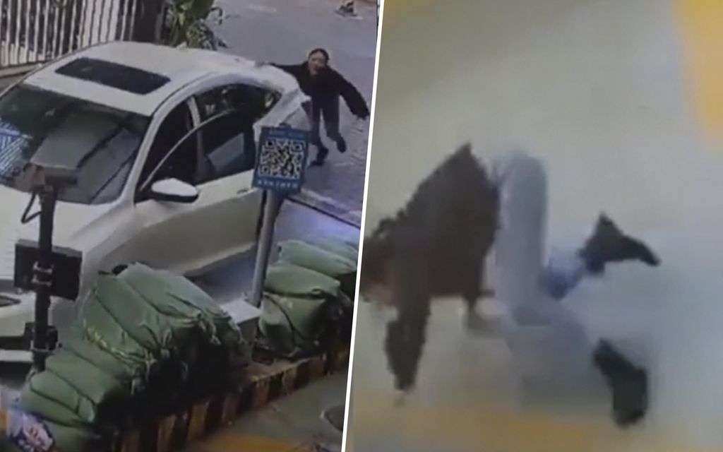 Nainen unohti auton käsijarrun kriittisessä paikassa Kiinassa – Mäen alla odotti Porsche