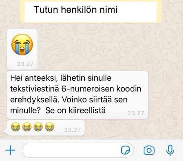 Poliisi varoittaa: Whatsapp-huijaus kaappaa tilejä