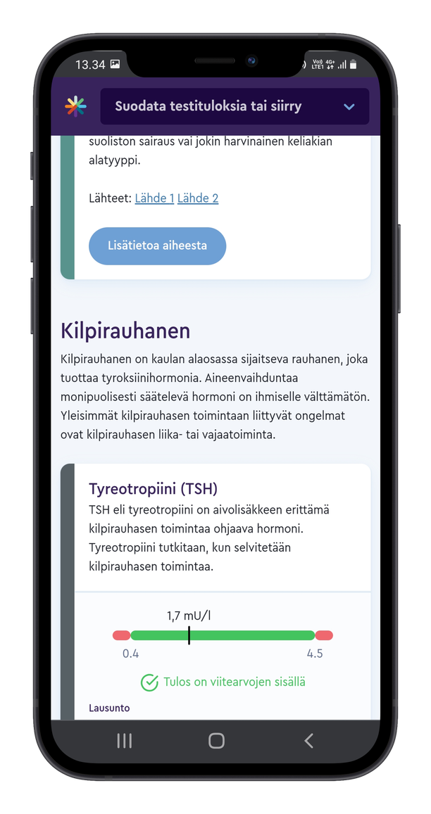 Seuraa kilpirauhasarvoja TSH ja T4-V helposti ilman lähetettä