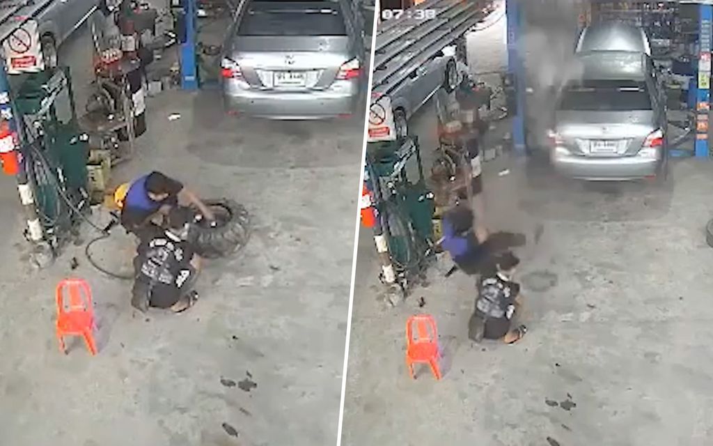 Rutiinin­omaisesta renkaan­vaihdosta vaara­tilanteeksi – rengas räjähti mekaanikon käsiin Thaimaassa