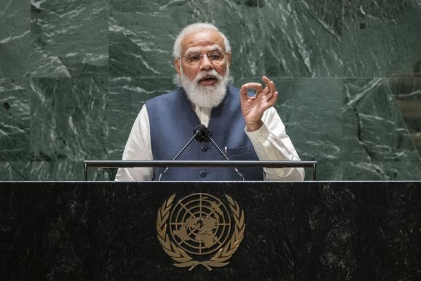 Intia osallistuu Glasgow’n ilmastokokoukseen, mutta ei aio ilmoittaa tavoitetta nollapäästöjen saavuttamisesta. Kuvassa pääministeri Narendra Modi. 