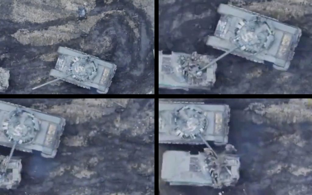 Sekoilu tallentui taas videolle: Venäjän panssarivaunu ajautuu hätään