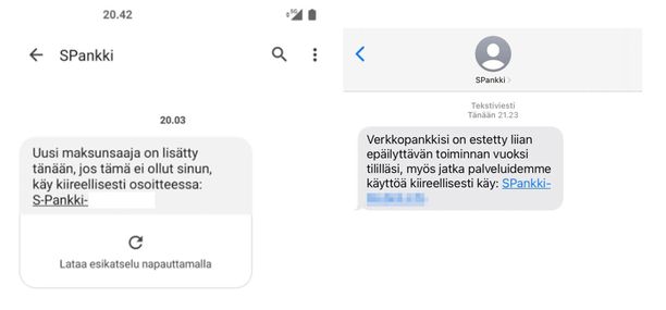 S-Pankki-huijaus liikkeellä – varo tekstiviestiä