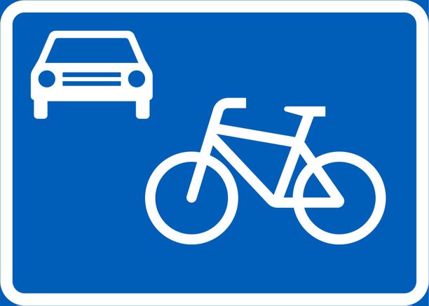 Kun eteen tulee tällainen liikennemerkki, niin silloin olet olet velvollinen autolla ajaessasi päästämään pyöräilijän kulkemaan ennen sinua.