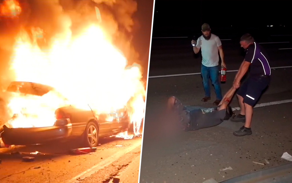 FedEx-kuski pelasti miehen palavasta autosta Kaliforniassa – Hurja tilanne tallentui videolle