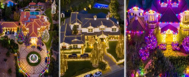 Hollywood Stars Ruin A Small Fortune In Christmas Lights See What Kim Kardashian S Christmas Home Looks Like