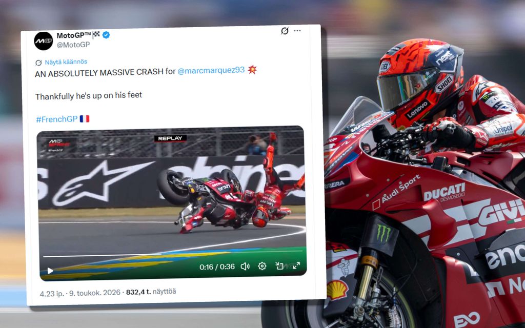 Video: MotoGP:n hallitseva supertähti loukkaantui taas – Hurja ilmalento ei aiheuttanut loukkaan­tumista