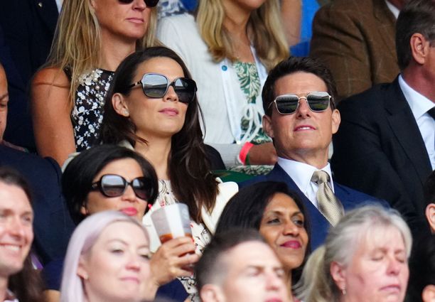 Hayley Atwell ja Tom Cruise Wimbledonin tennisturnauksessa heinäkuussa.