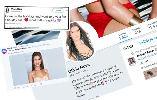 Olivia Nova oli kirjoittanut ennen kuolemaansa Twitterissä viettävänsä välipäiviä yksin.