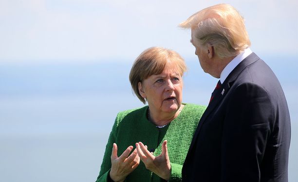 Saksan liittokansleri Angela Merkel ja Yhdysvaltojen presidentti Donald Trump tänään perjantaina alkaneessa G7-kokouksessa.