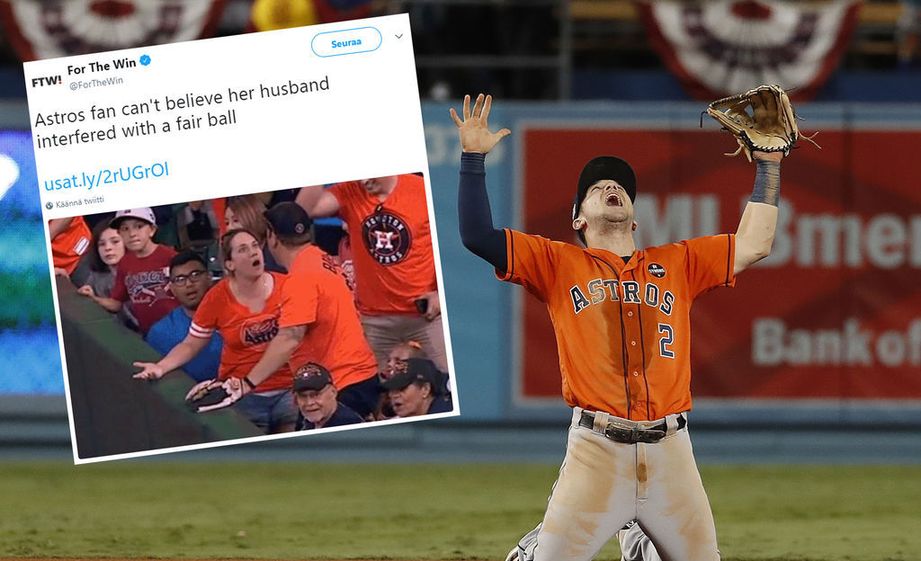 Astros fan can't believe her husband interfered with a fair ball