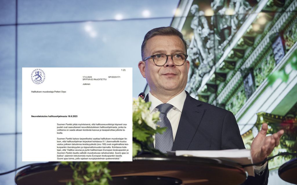 Tällä kirjeellä Suomen Pankki lähestyi Petteri Orpoa – Hallitus­ohjelman kirjausta pidetään lainvastaisena