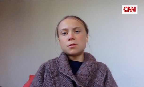 Greta Thunberg osallistui CNN:n keskusteluohjelmaan videoyhteyden välityksellä.