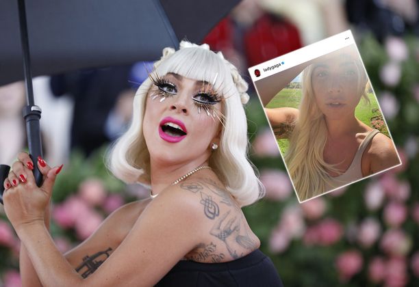 Lady Gaga käyttää esiintyessään rajuja meikkejä. Lähes meikitön Instagram-kuva sai kosolti kiitosta.