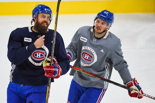 Shea Weberillä ja Artturi Lehkosella oli hauskaa, kun Montreal Canadiens palasi harjoituksiin viime viikolla. 