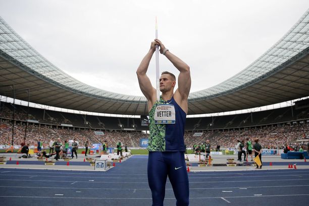 Johannes Vetter puhkaisi 90 metriä Minskissä, missä hän edustaa Euroopan joukkuetta. Arkistokuva.