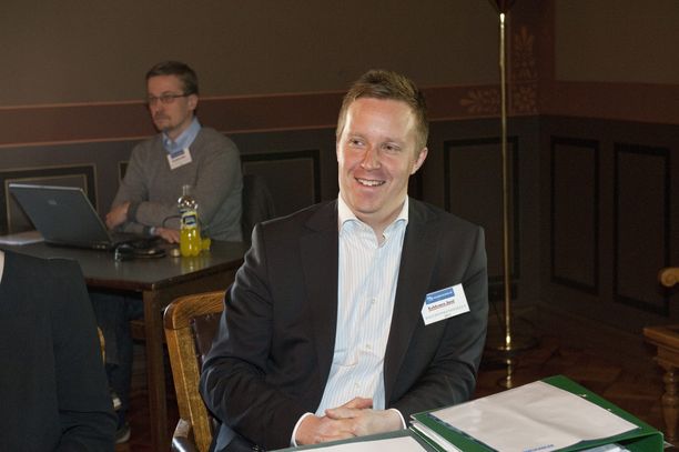 Jussi Kekkonen hallitusneuvotteluissa toukokuussa 2011. Kekkonen on nykyään Miltton Groupin ja Miltton Networksin osakas.