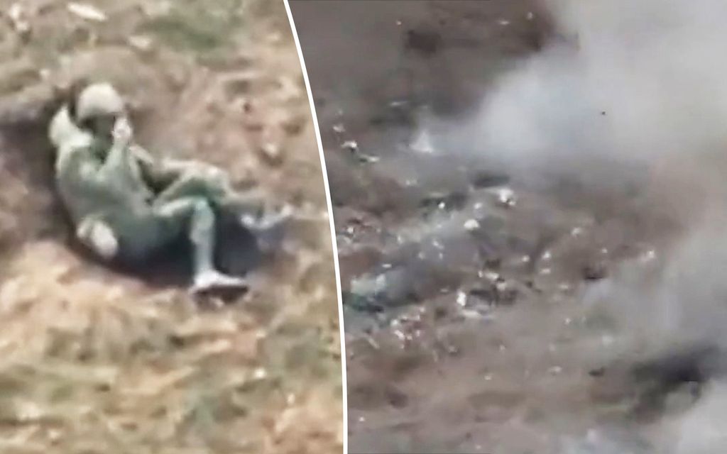 Venäläinen taistelija kykkii kuopan pohjalla ja tekee ristinmerkkiä räjähdysten keskellä – video näyttää sodan karuimmillaan