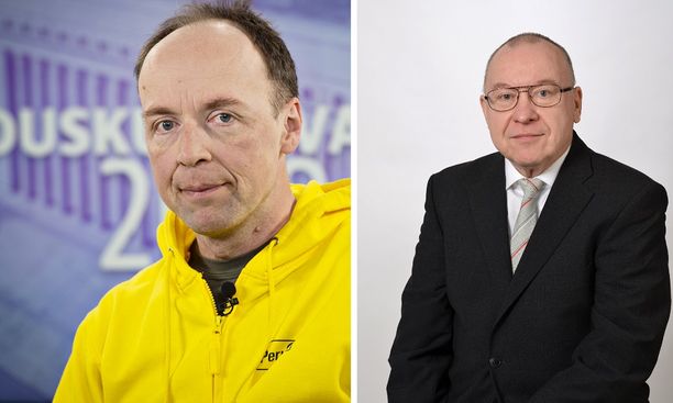 Jussi Halla-aholla (vasemmalla) ja Kalevi Wahrmanilla oli sama vaalinumero, mutta eri vaalipiiri.