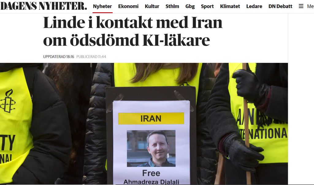 DN: Iran aikoo teloittaa ruotsalaisen lääkärin – ”Hän sanoi, ettei voi soittaa enää”