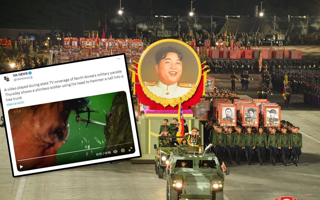 Raju video Pohjois-Koreasta leviää: Sotilas vasaroi naulaa omalla otsallaan