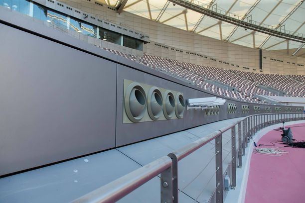 Dohan yleisurheilustadionilla on ilmastointijärjestelmä.