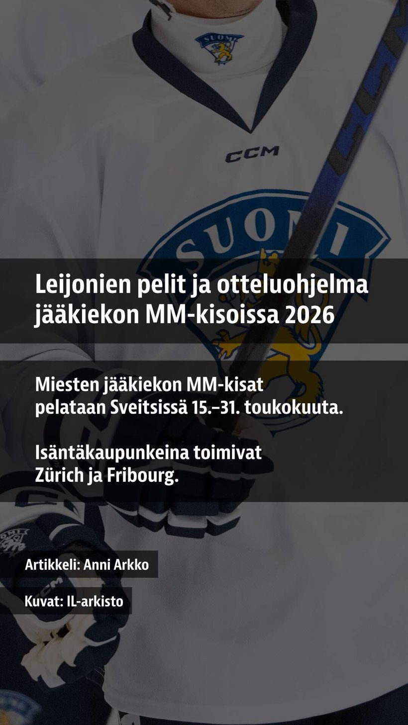Jääkiekon MM-kisojen otteluohjelma: Katso, milloin Leijonat pelaavat