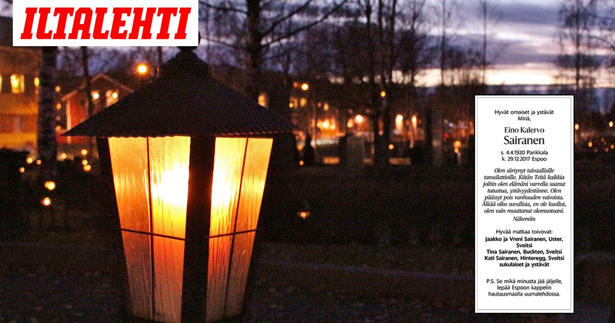 Hesarissa Erikoinen Kuolinilmoitus En Ole Kuollut Olen Vain
